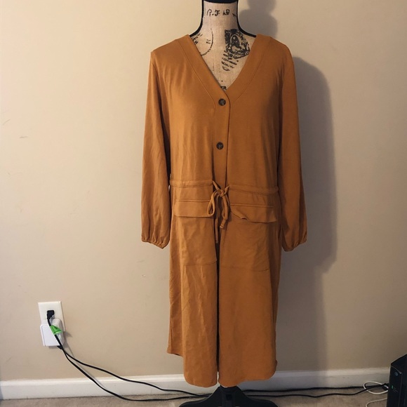 NEW Waist-Defined Ponte-Knit Utility Dress XL GOLD - Picture 3 of 8